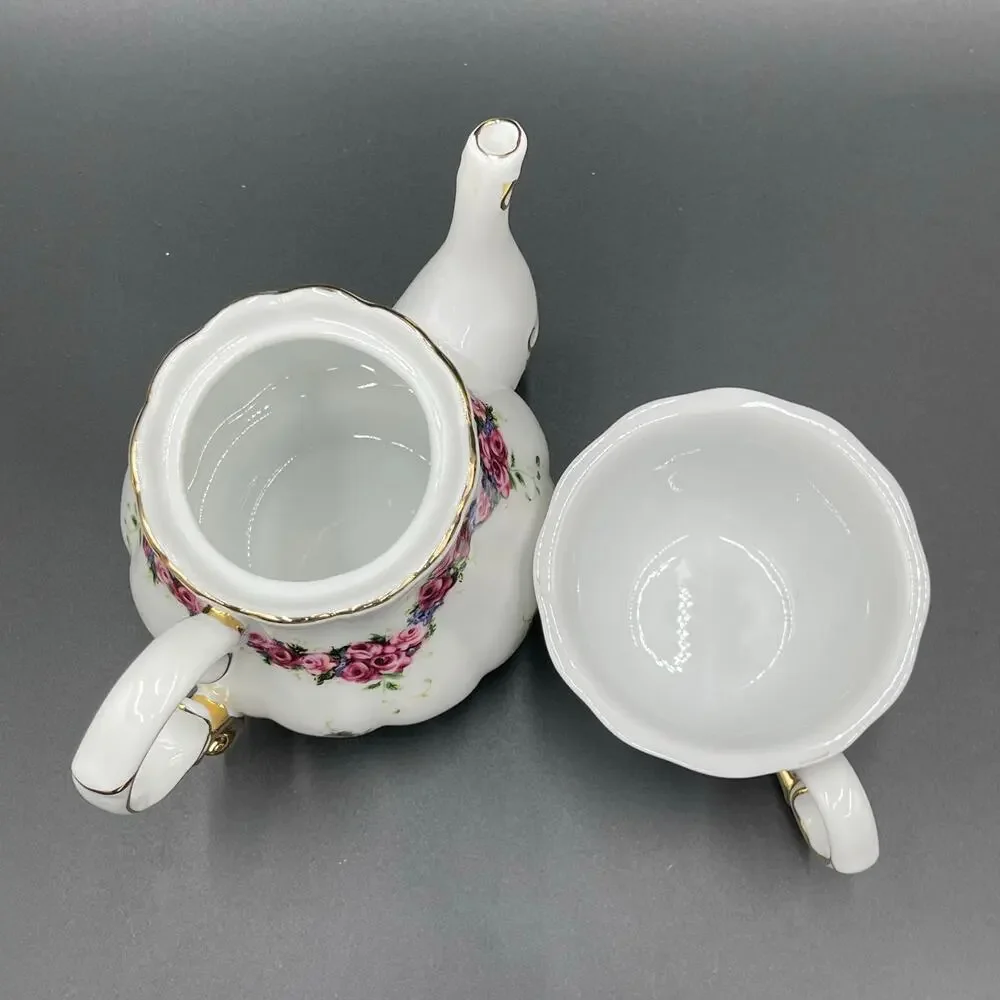 Rose Porcelain Tea for One Cup Pitcher Lid New